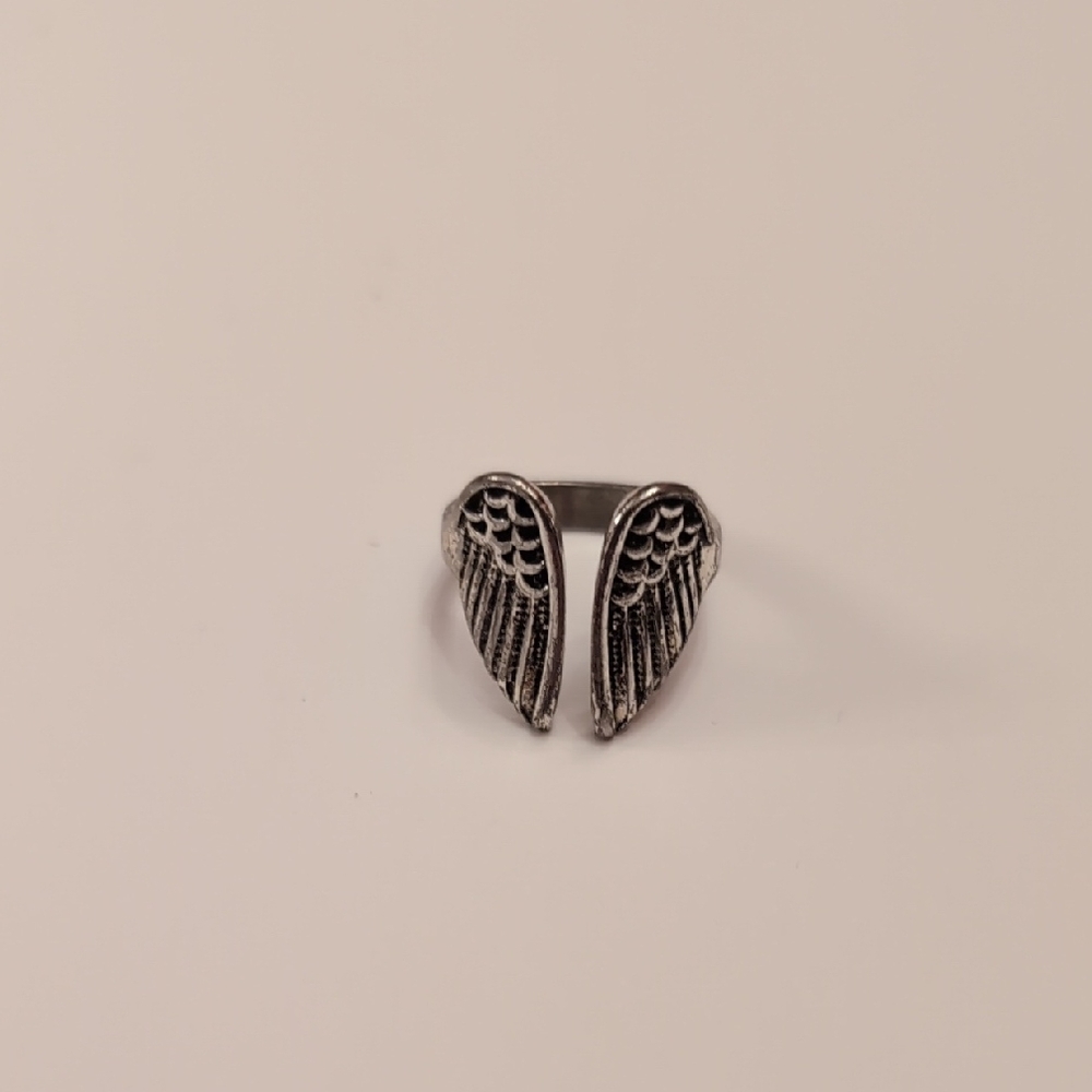 Silver Angel Wing Adjustable Ring